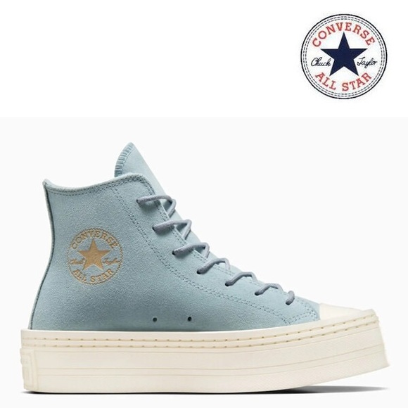 Converse Women's Light Blue Platform Sneakers - Picture 1 of 10